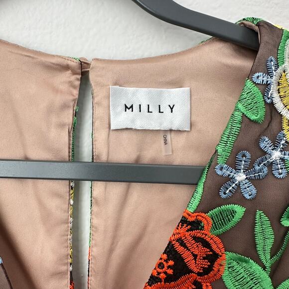 Milly Atalie Embroidered Bouquet Floral Minidress Size Small - Picture 3 of 10